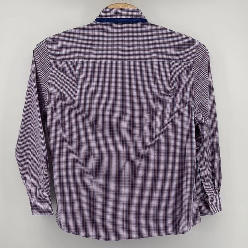Nick Graham Everywhere Modern Fit Men's Purple Gingham Dress Shirt & Tie X-Large - Picture 3 of 9